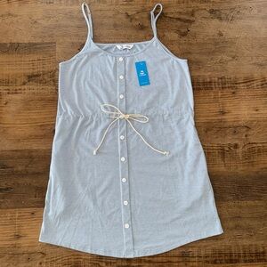 Cupshe Dress Small Waist Tie S Blue Vertical stripes Summer Sundress Vacation